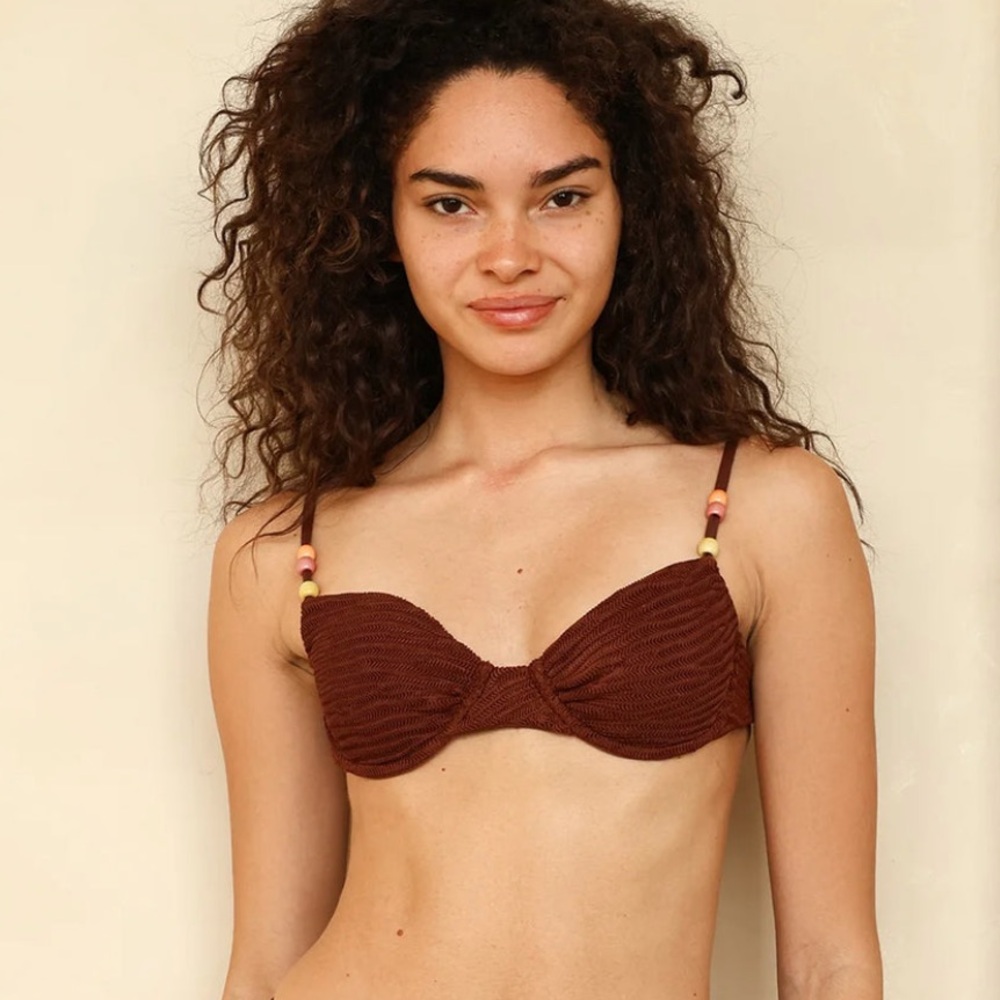 NWT Dippin Daisy Costa Underwire Bikini Top Mocha Crinkle